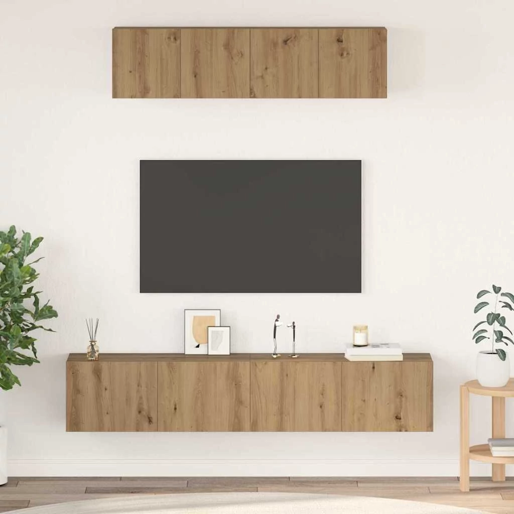 TV Szekrény Szett 4 pcs kézműves tölgy Közepes 80 x 30 x 30 cm