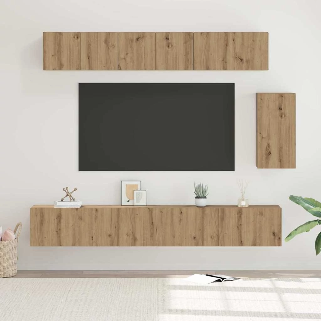 TV szekrény garnitúra 6 pcs kézműves tölgy 100 x 30 x 30 cm