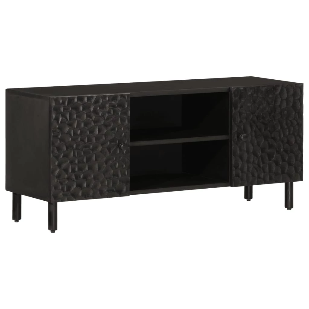 Fekete tömör mangófa TV-szekrény 105 x 33 x 46 cm