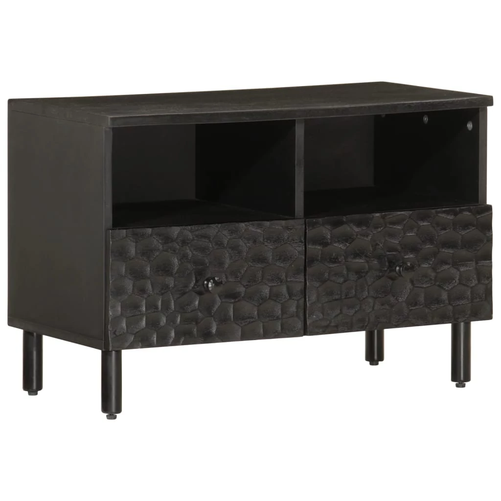 Fekete tömör mangófa TV-szekrény 70 x 33 x 46 cm