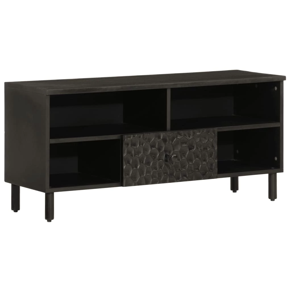 Fekete tömör mangófa TV-szekrény 100 x 33 x 46 cm
