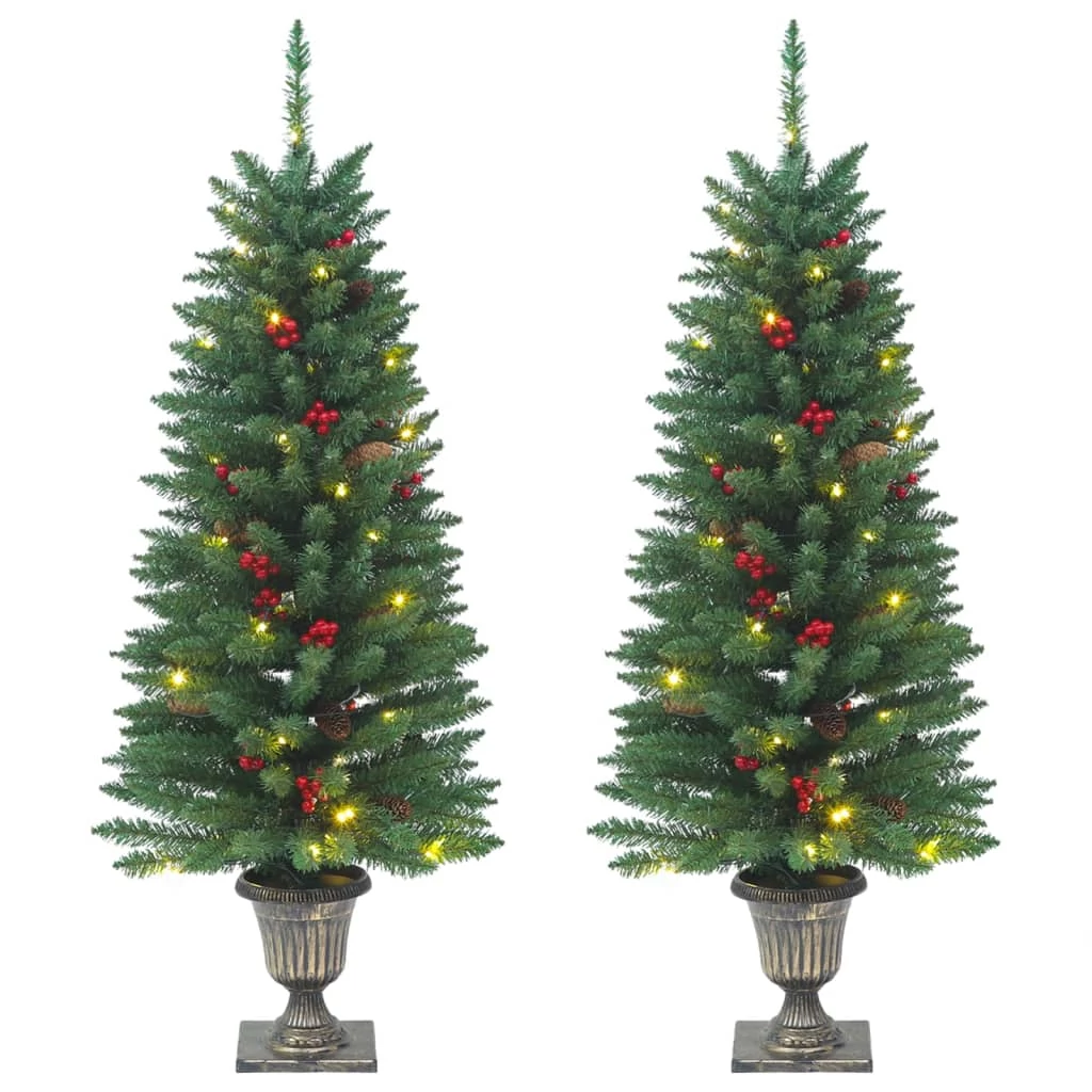 2 db zöld műkarácsonyfa 100 db LED-del 120 cm