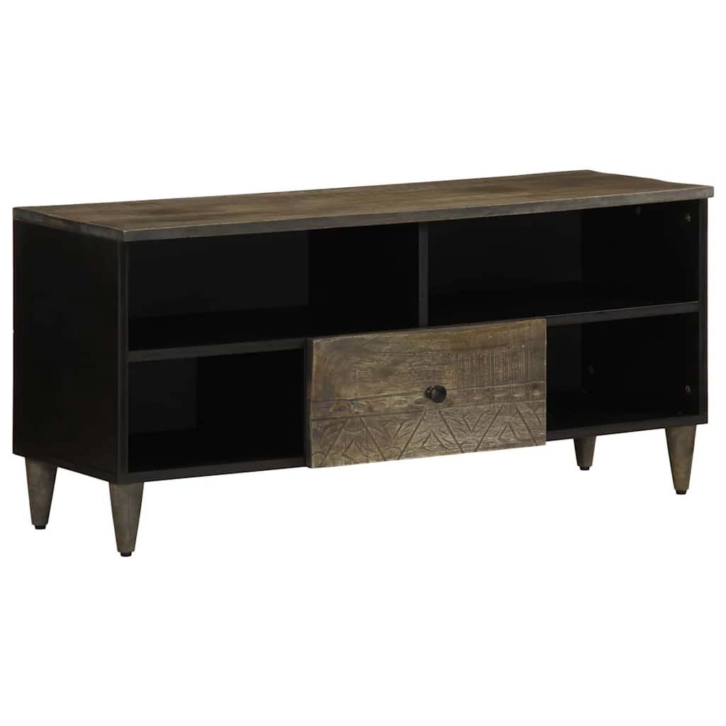 Fekete tömör mangófa TV-szekrény 100 x 33 x 46 cm