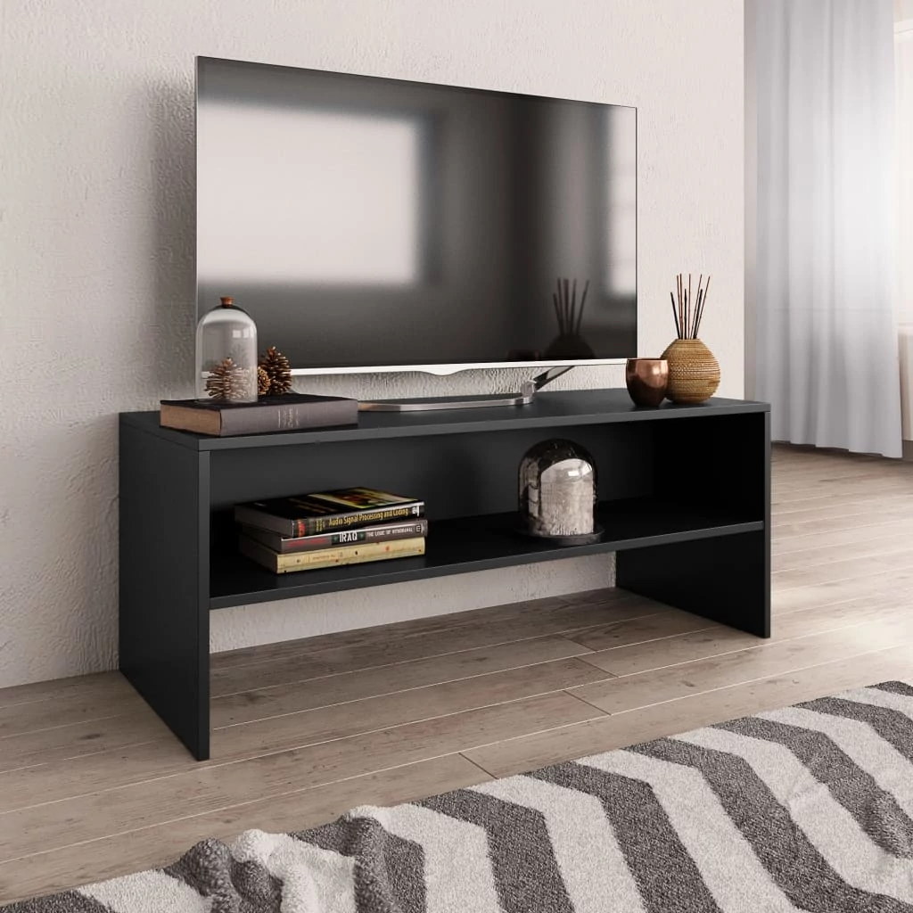 Fekete szerelt fa TV-szekrény 100 x 40 x 40 cm
