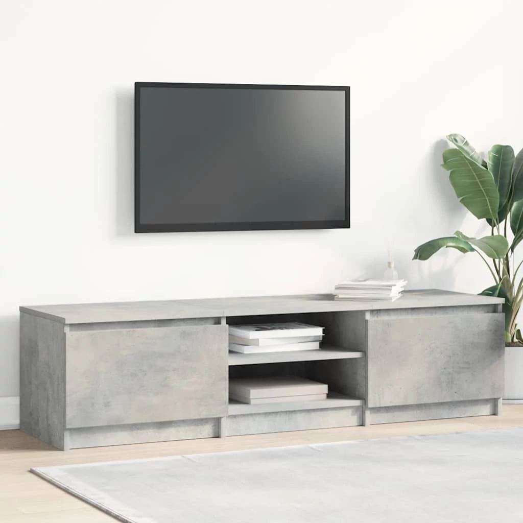 Betonszürke szerelt fa TV-szekrény 140 x 40 x 35,5 cm