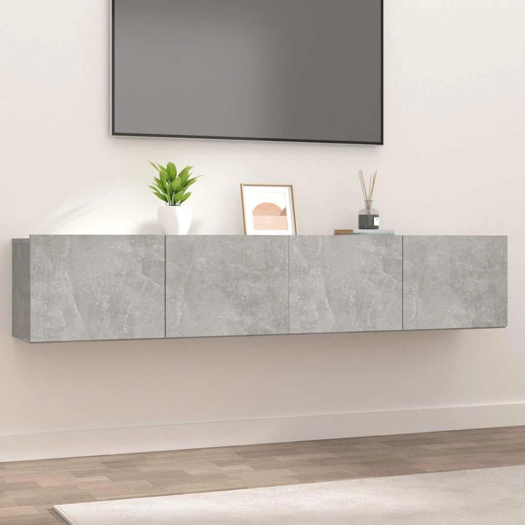 2 db betonszürke szerelt fa TV-szekrény 80 x 30 x 30 cm