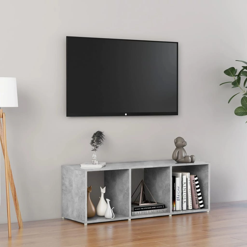 Betonszürke szerelt fa TV-szekrény 107 x 35 x 37 cm
