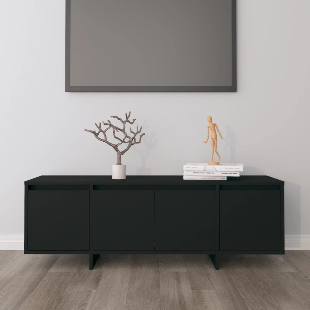 Fekete szerelt fa fali TV-szekrény 120x30x40,5 cm
