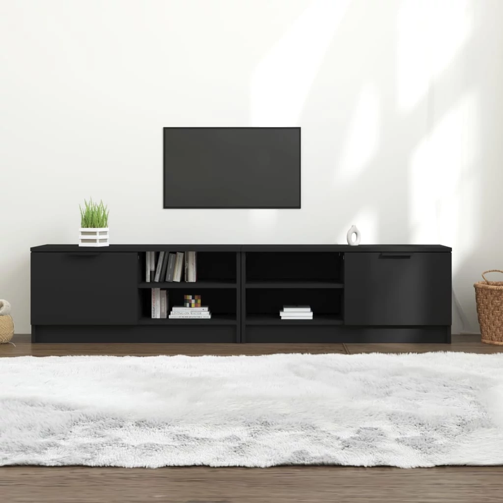 2 db fekete szerelt fa TV-szekrény 80 x 35 x 36,5 cm