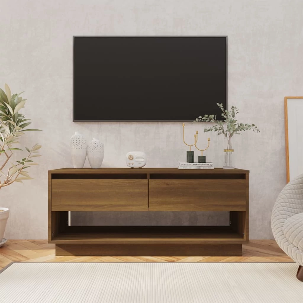 Barna tölgy színű szerelt fa TV-szekrény 102x41x44 cm