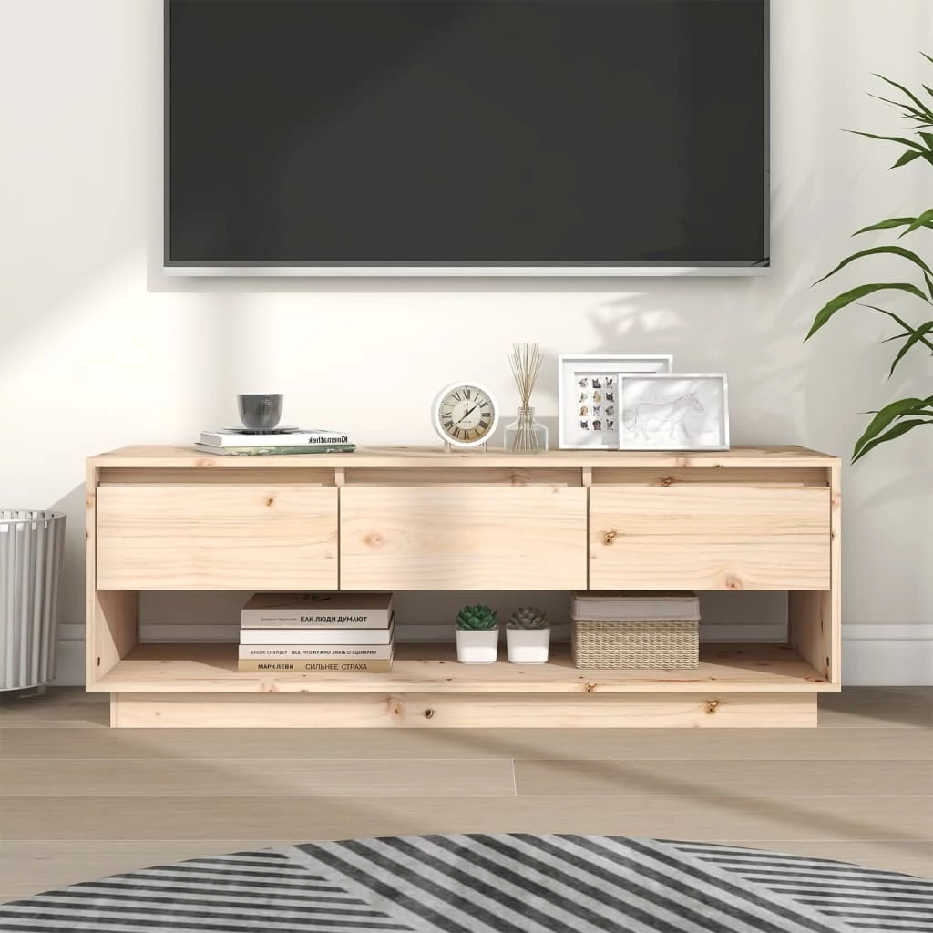 Tömör fenyőfa TV-szekrény 110,5 x 34 x 40 cm