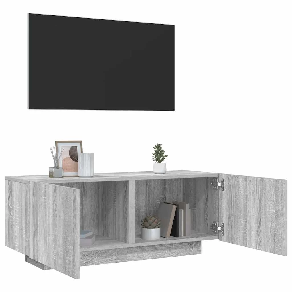 Szürke sonoma színű szerelt fa TV-szekrény 100 x 35 x 40 cm