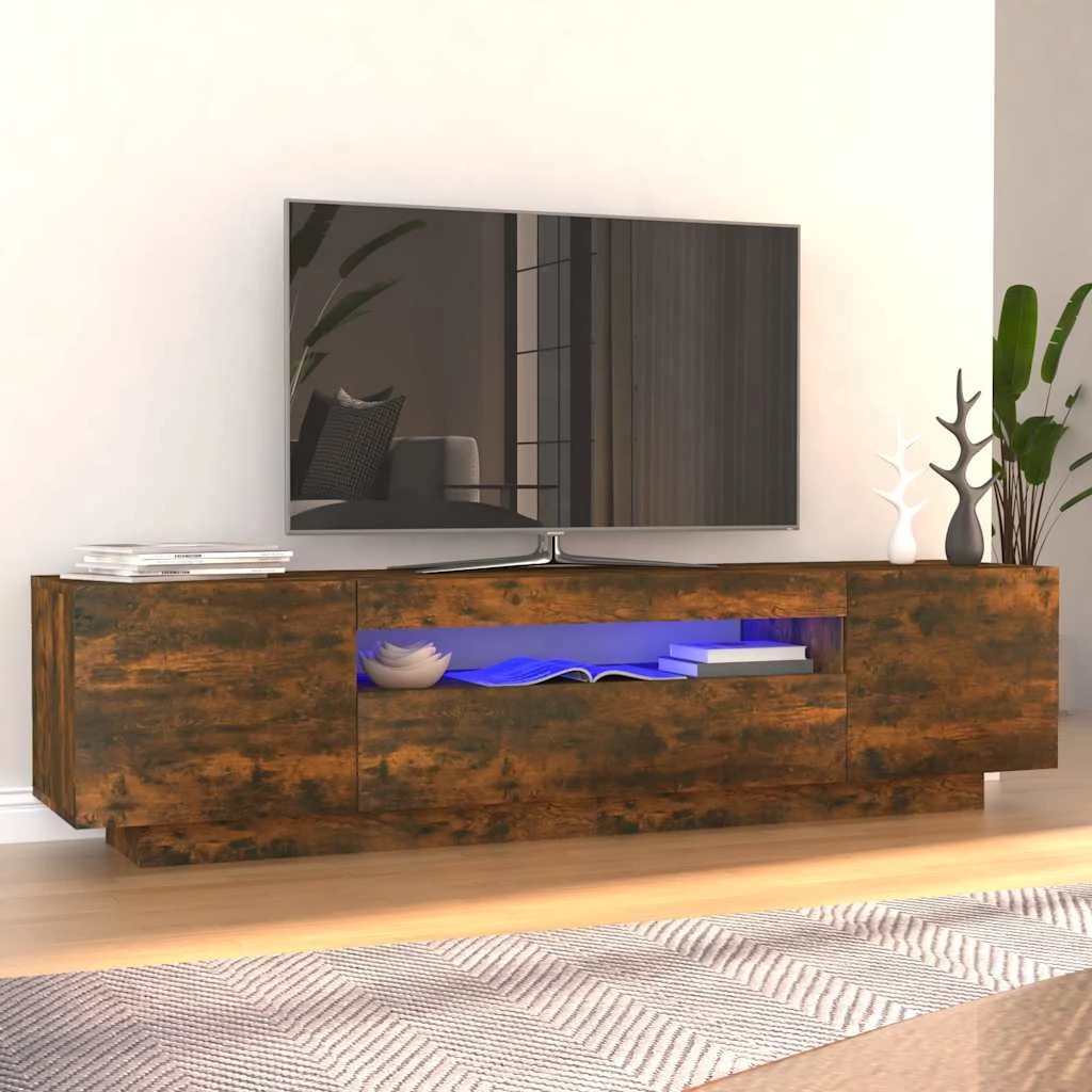 Füstös tölgy színű TV-szekrény LED-világítással 160x35x40 cm