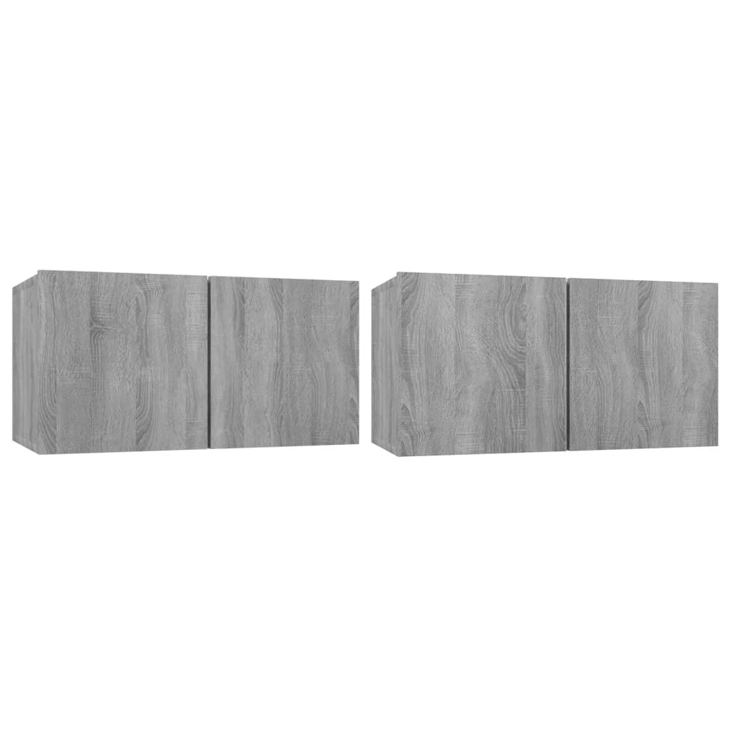 2 db füstös tölgy szerelt fa függő TV-szekrény 60 x 30 x 30 cm