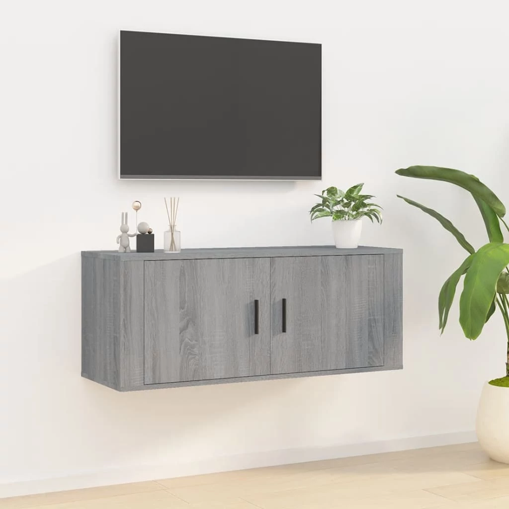 Szürke sonoma színű fali TV-szekrény 100x34,5x40 cm