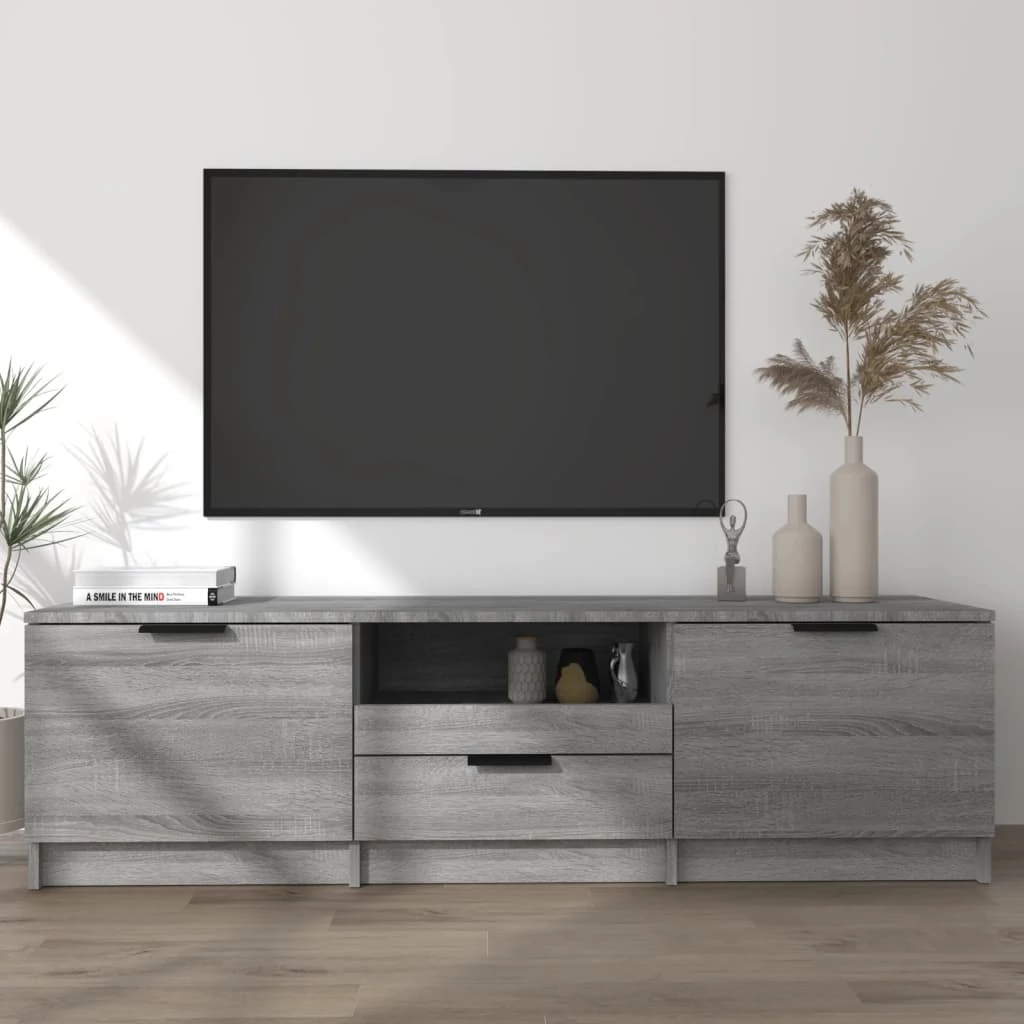Szürke sonoma színű szerelt fa TV-szekrény 140 x 35 x 40 cm