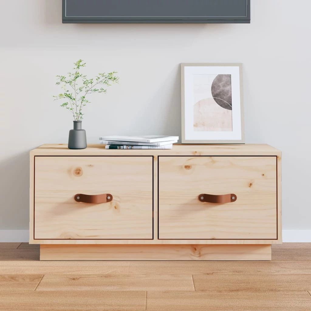 Tömör fenyőfa TV-szekrény 80 x 34 x 35 cm