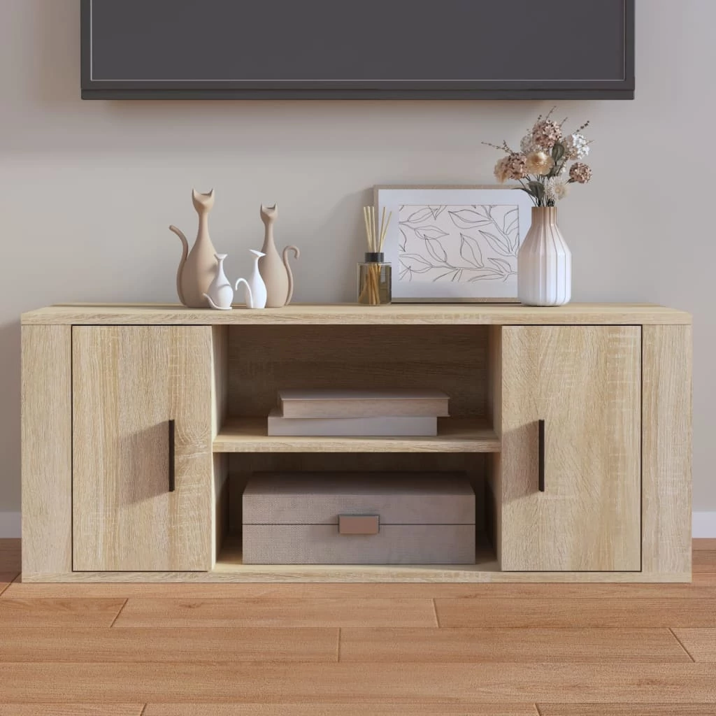 Sonoma tölgyszínű szerelt fa TV-szekrény 100 x 35 x 40 cm