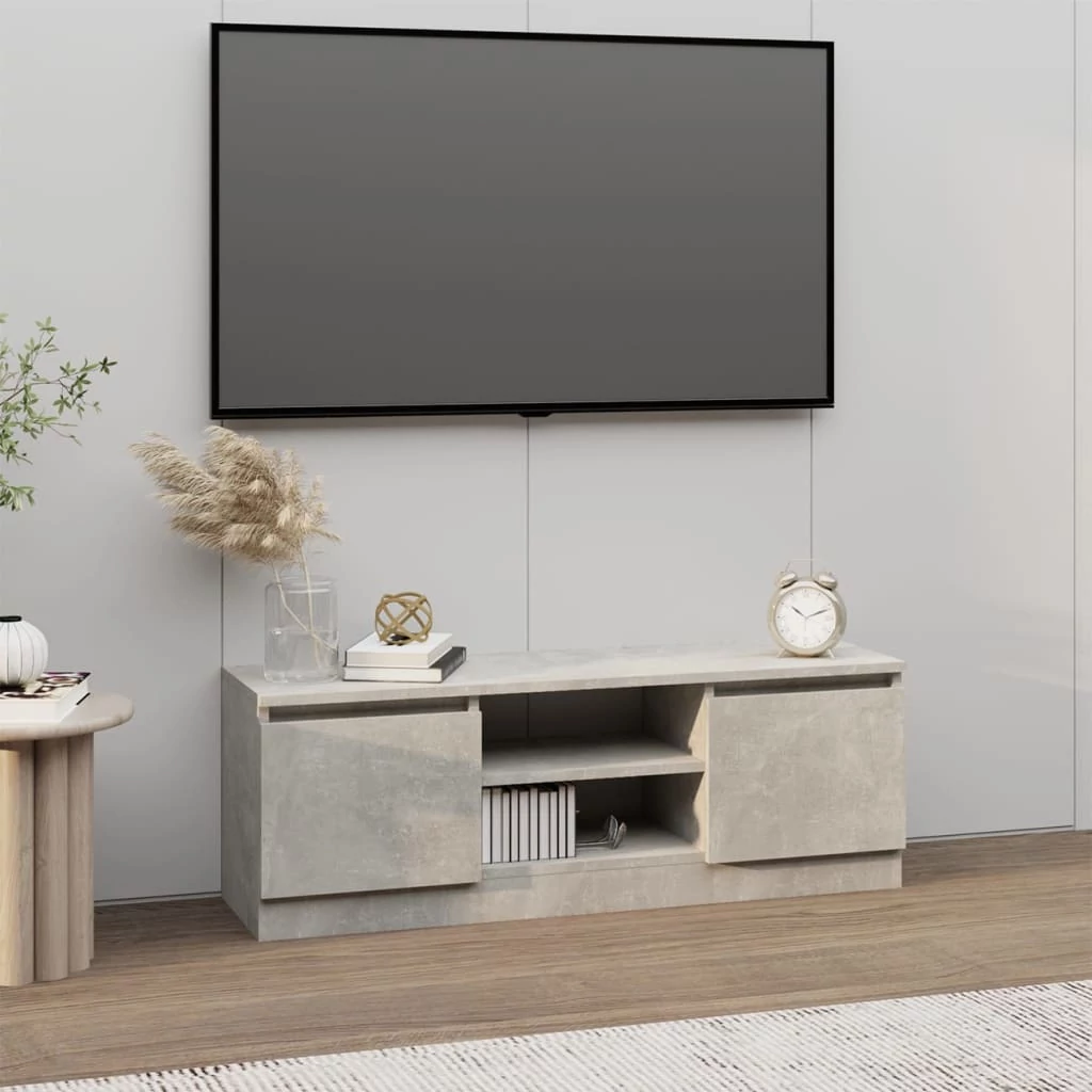 Betonszürke TV-szekrény ajtóval 102 x 30 x 36 cm