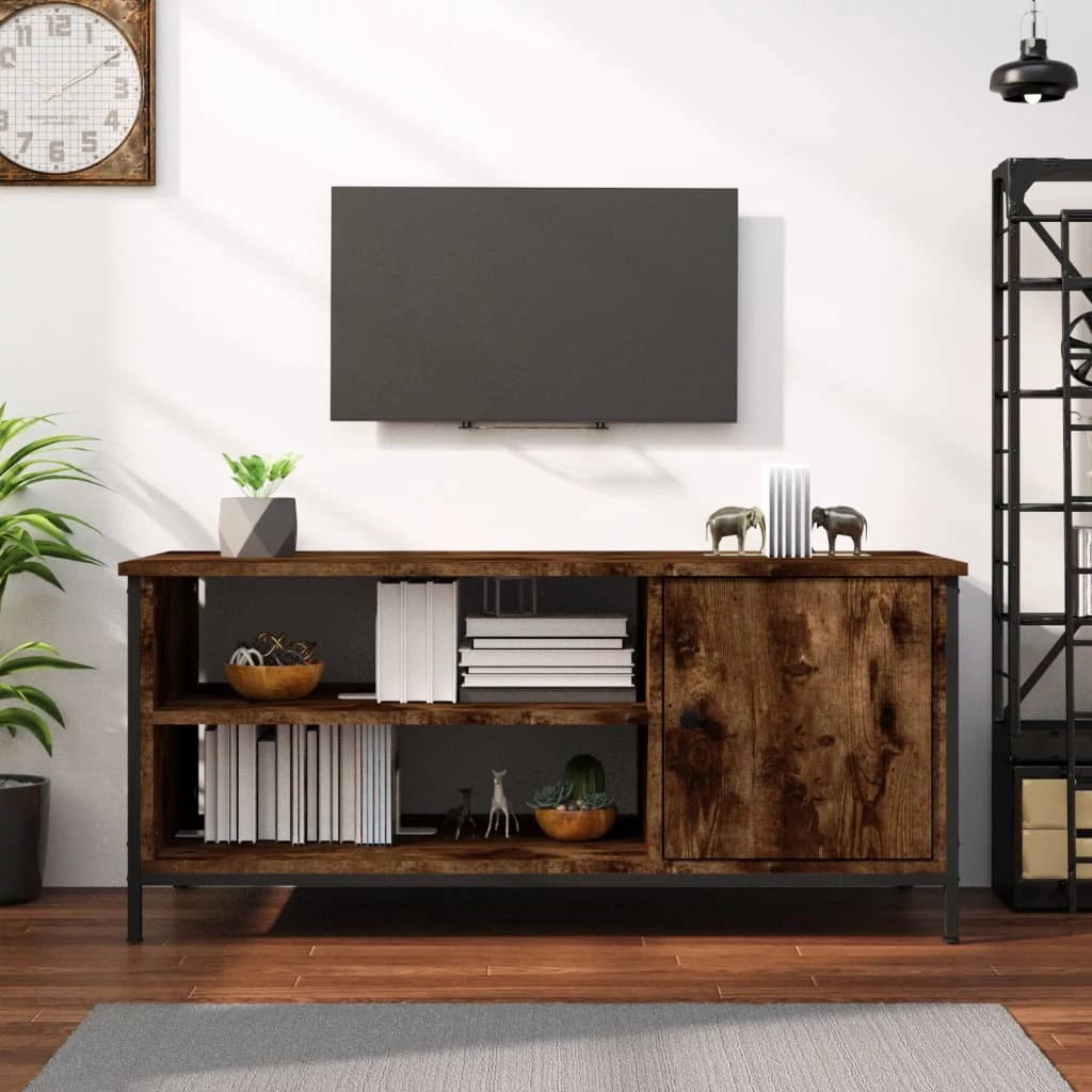 Füstös tölgy színű szerelt fa TV-szekrény 100 x 40 x 45 cm