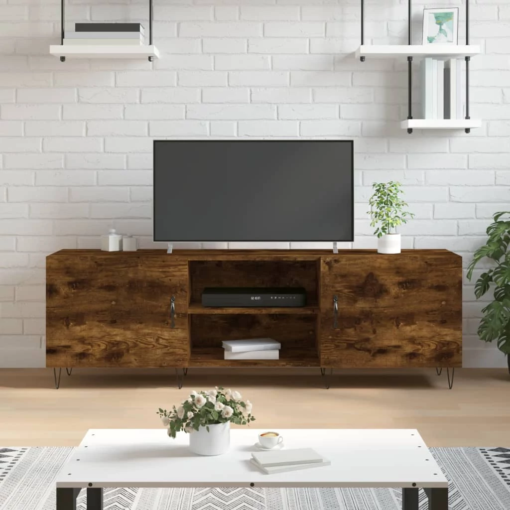 Füstös tölgy színű szerelt fa TV-szekrény 150 x 30 x 44,5 cm