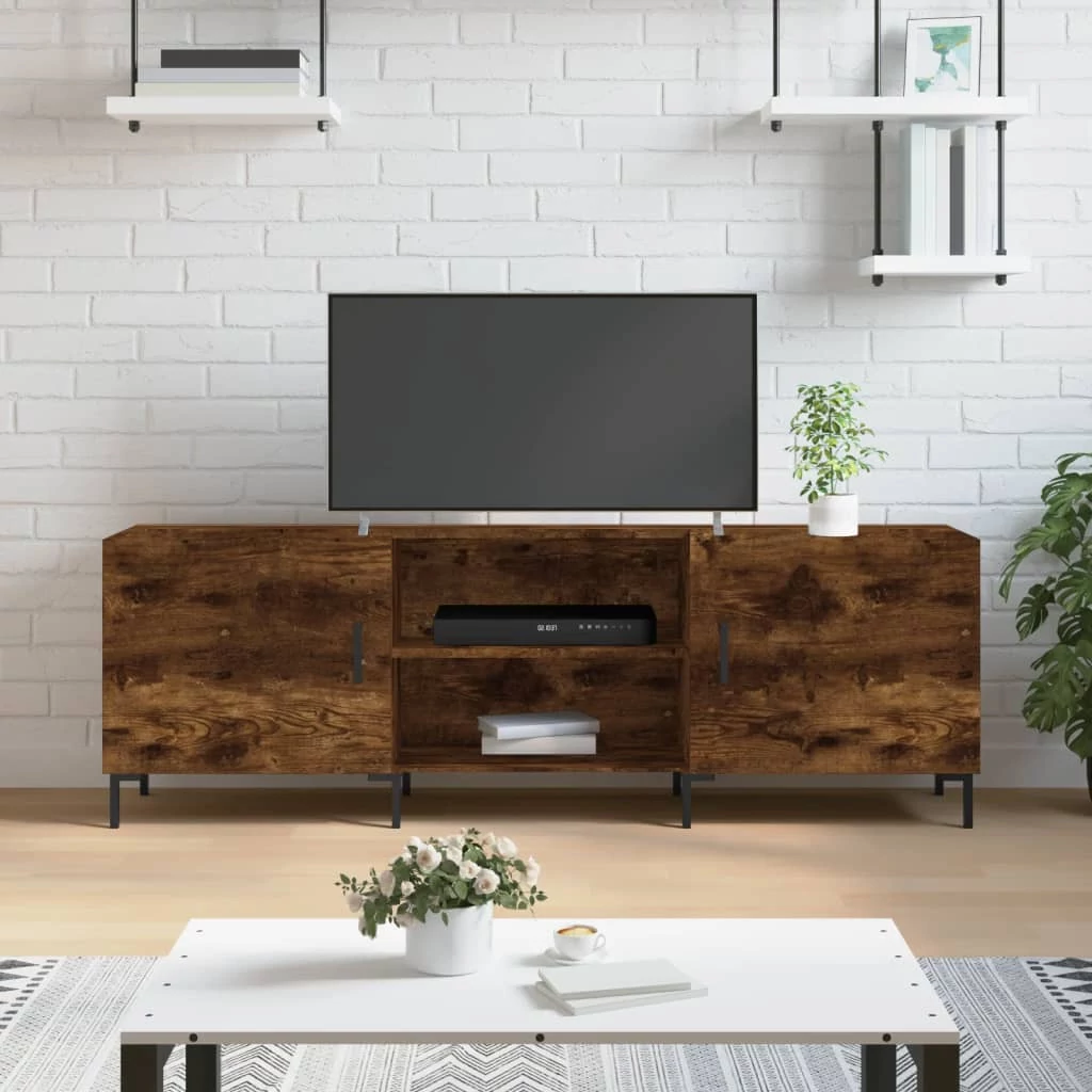 Füstös tölgy színű szerelt fa TV-szekrény 150 x 30 x 44,5 cm