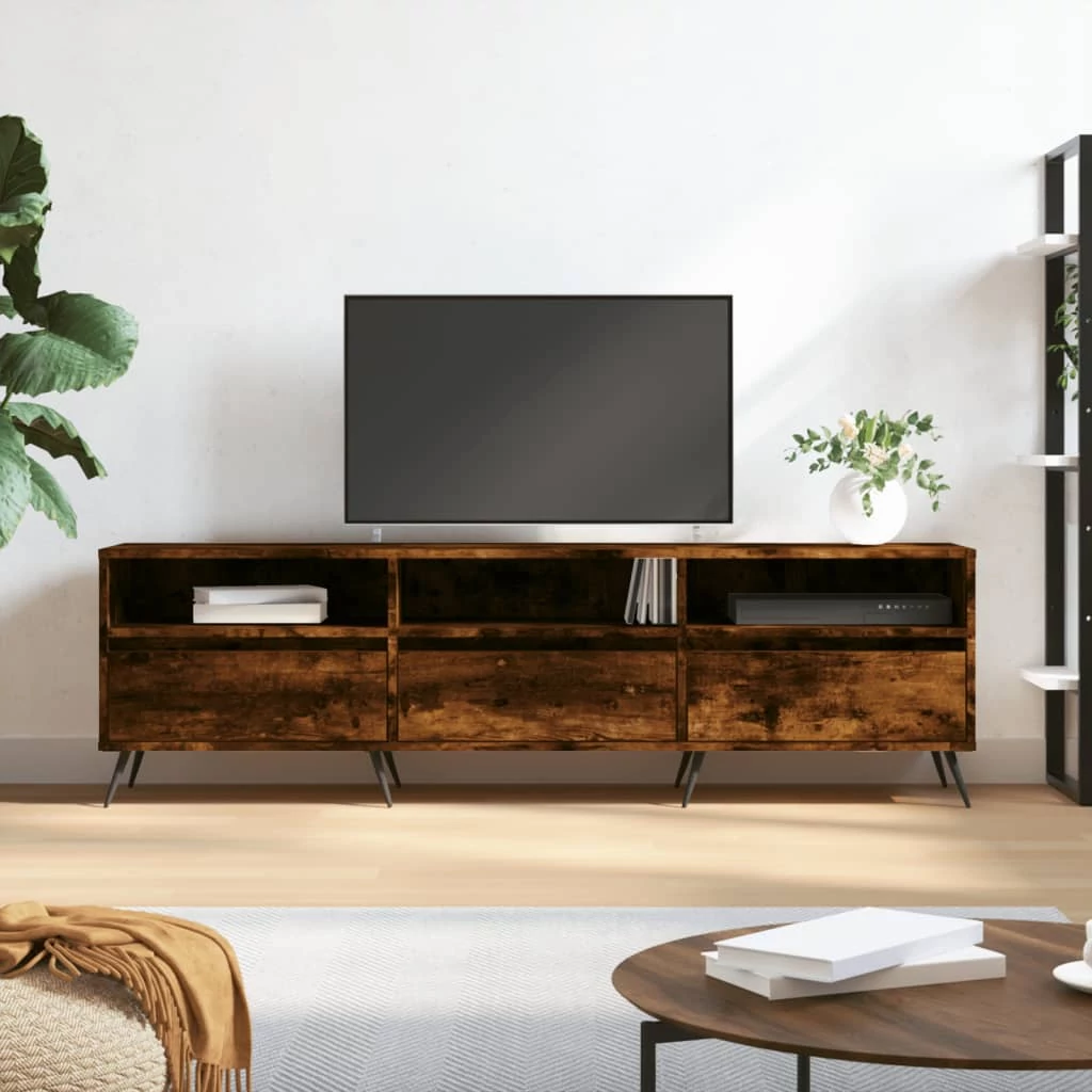 Füstös tölgy színű szerelt fa TV-szekrény 150 x 30 x 44,5 cm