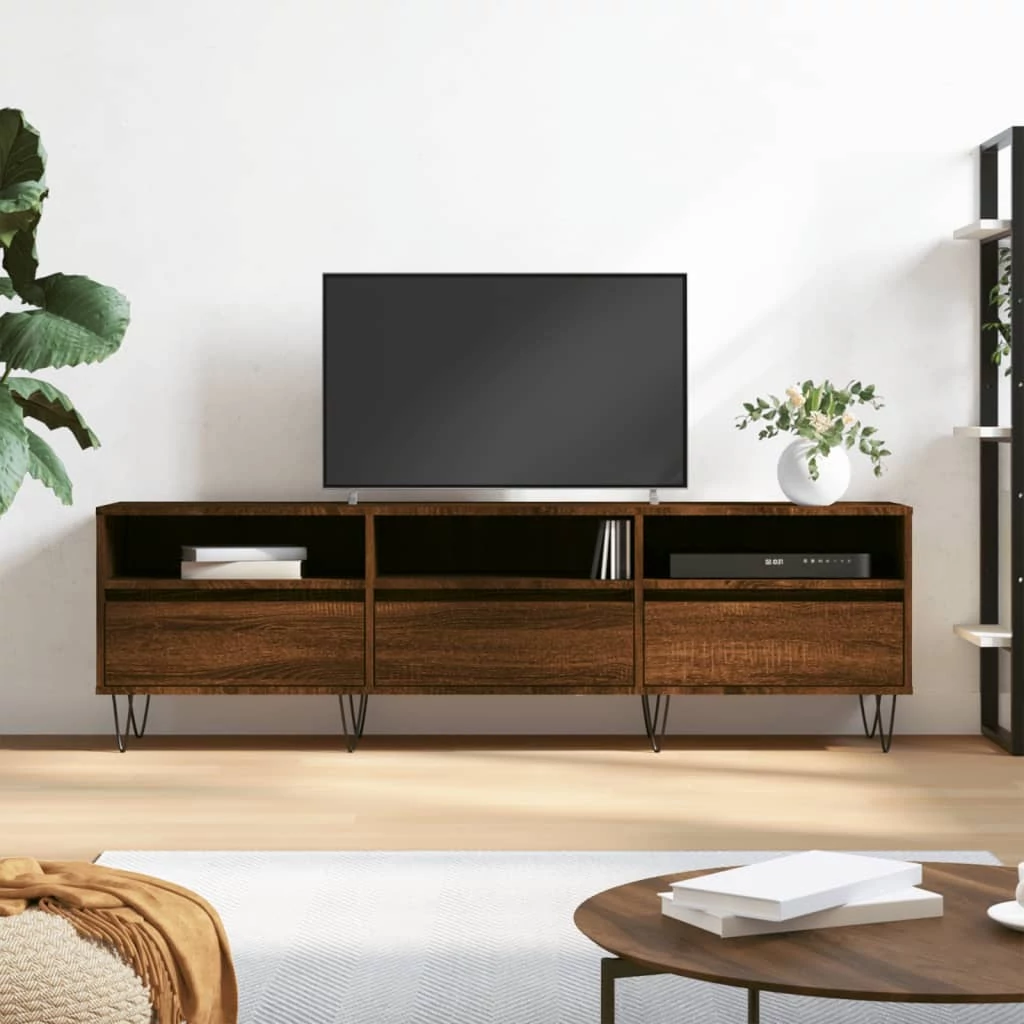 Barna tölgy színű szerelt fa TV-szekrény 150 x 30 x 44,5 cm