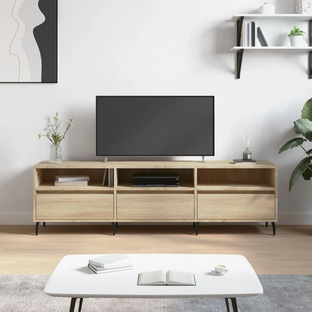 Sonoma tölgy színű szerelt fa fali TV-szekrény 150x30x44,5 cm