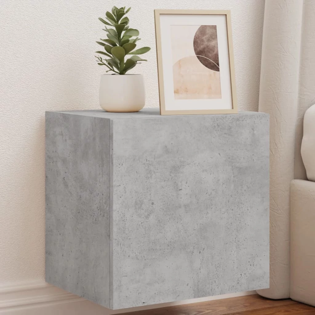 Betonszürke falra szerelhető TV-szekrény LED-del 40,5x35x40 cm