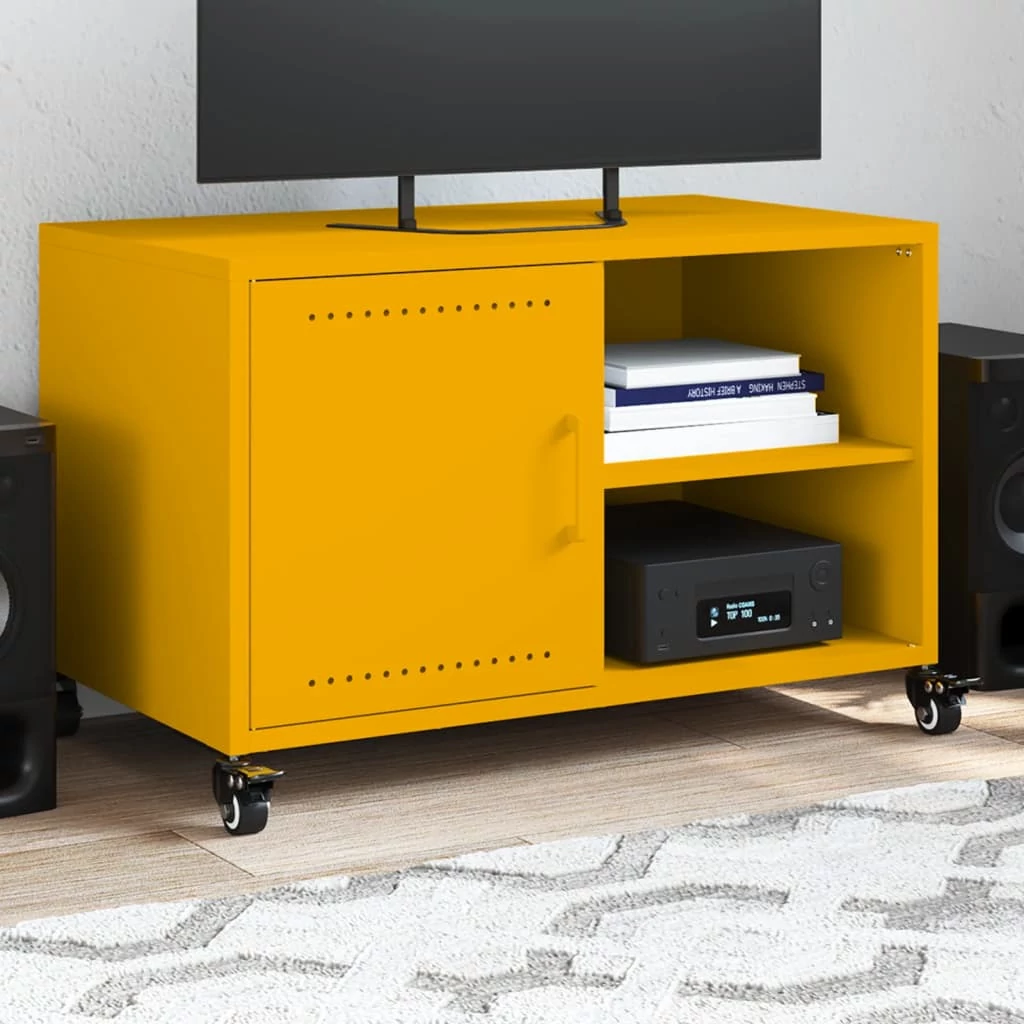 Mustársárga acél TV-szekrény 68 x 39 x 43,5 cm