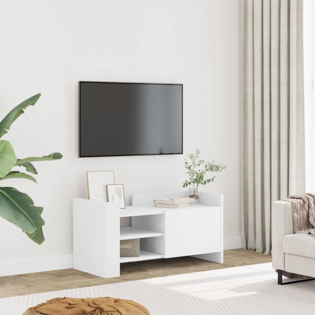 Fehér szerelt fa TV-szekrény 80 x 35 x 40 cm