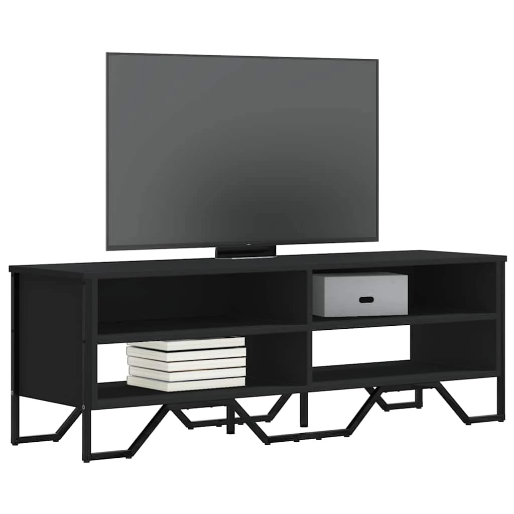 Fekete szerelt fa TV-szekrény 122 x 34 x 41 cm