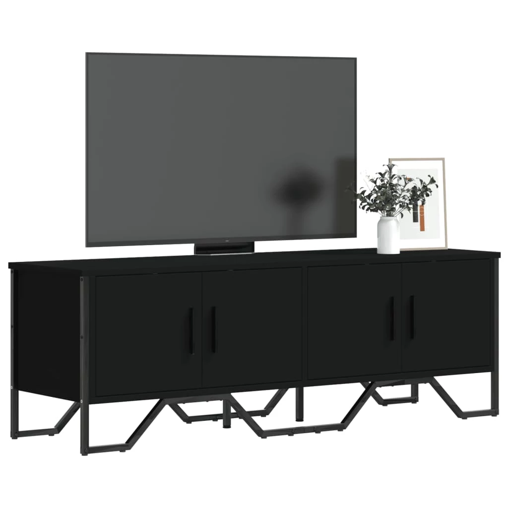 Fekete szerelt fa TV-szekrény 122 x 34 x 41 cm