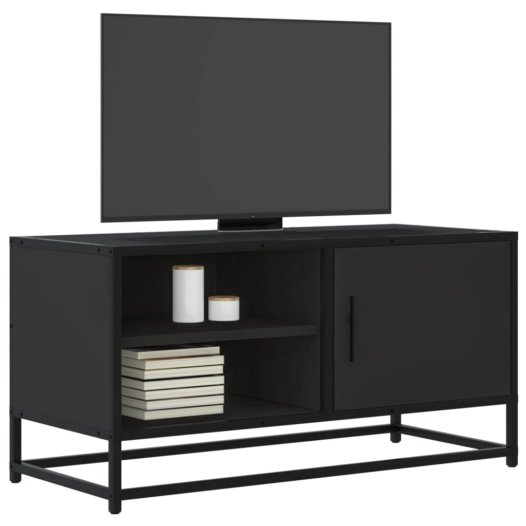 Fekete szerelt fa és fém TV-szekrény 80x34,5x40 cm
