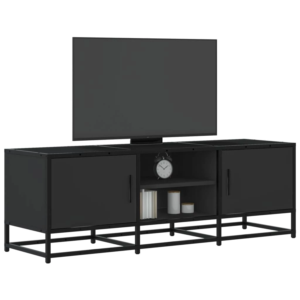 Fekete szerelt fa és fém TV-szekrény 120x35x41 cm