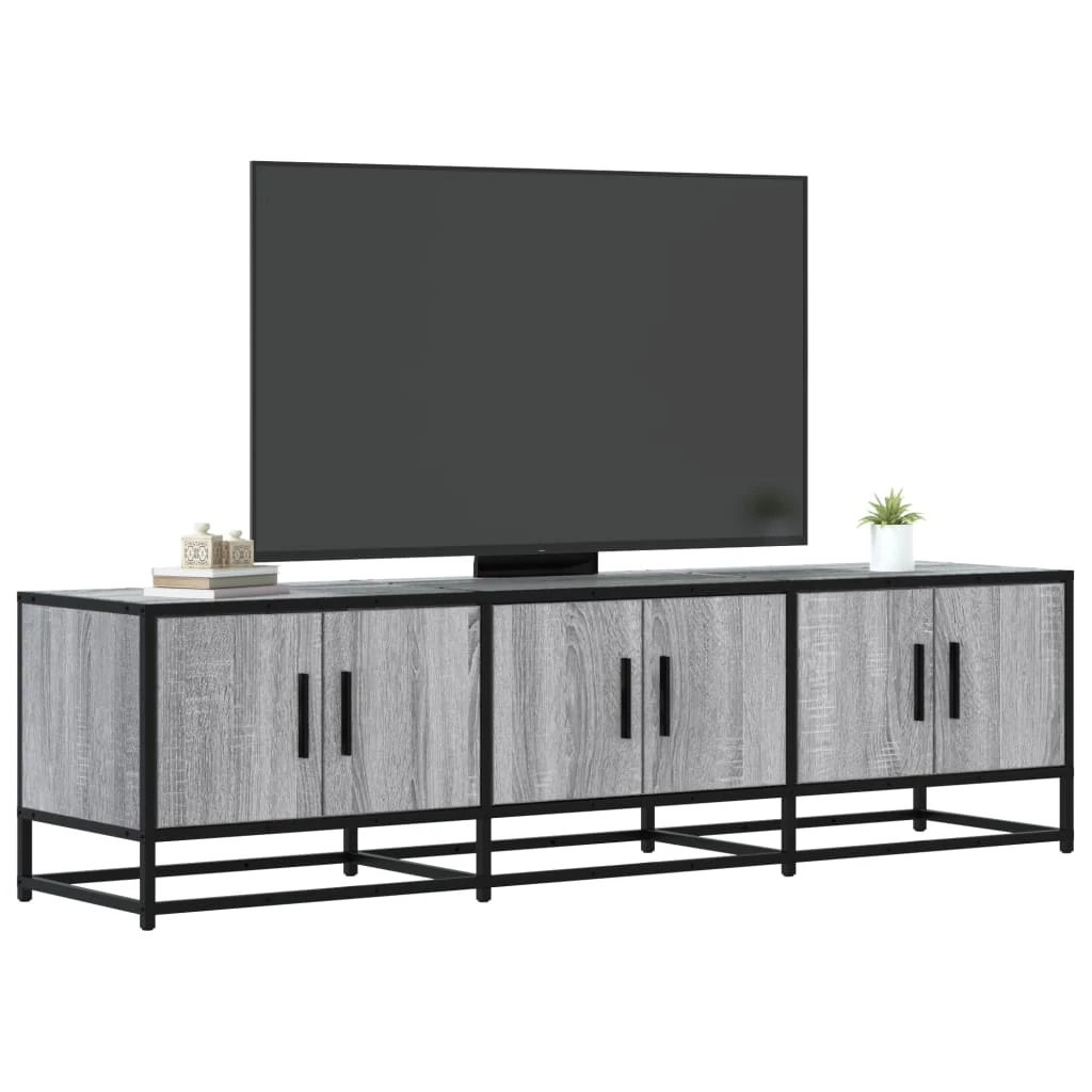 Szürke sonoma színű szerelt fa és fém TV-szekrény 150x35x41 cm