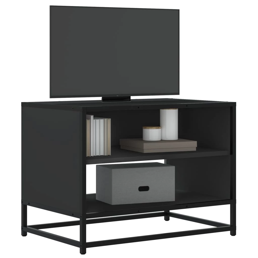 Fekete szerelt fa és fém TV-szekrény 61x40x46 cm
