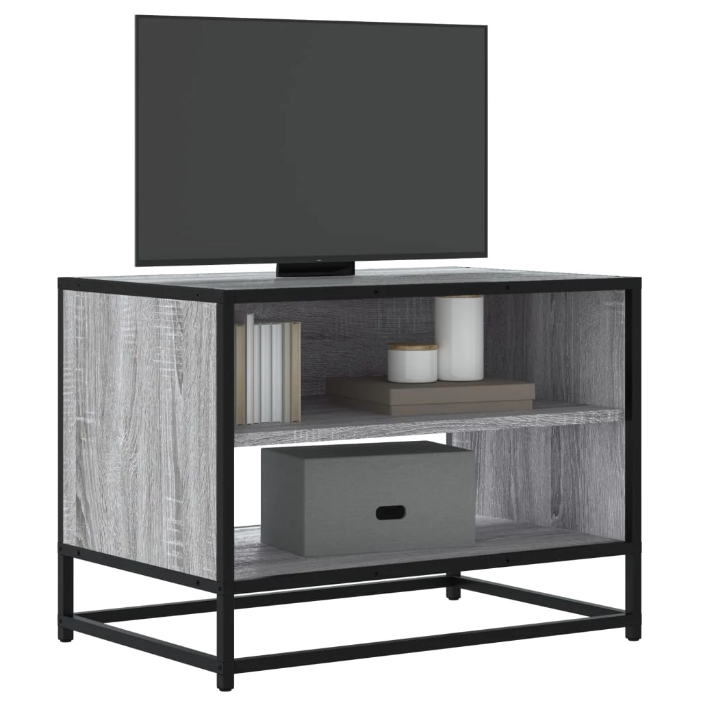 Szürke sonoma színű szerelt fa és fém TV-szekrény 61x40x46 cm