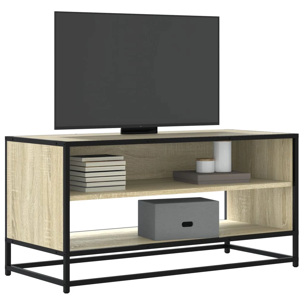 Sonoma tölgy színű szerelt fa és fém TV-szekrény 91x40x46 cm