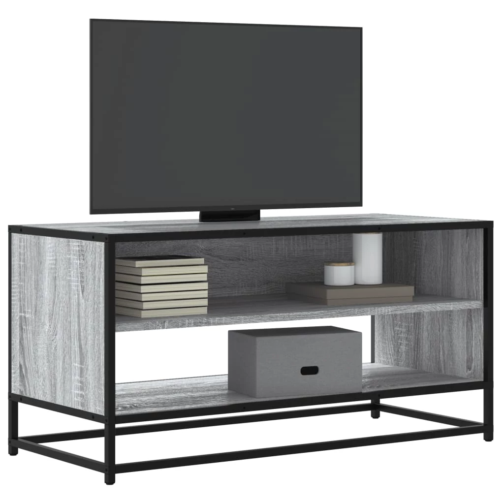 Szürke sonoma színű szerelt fa és fém TV-szekrény 91x40x46 cm