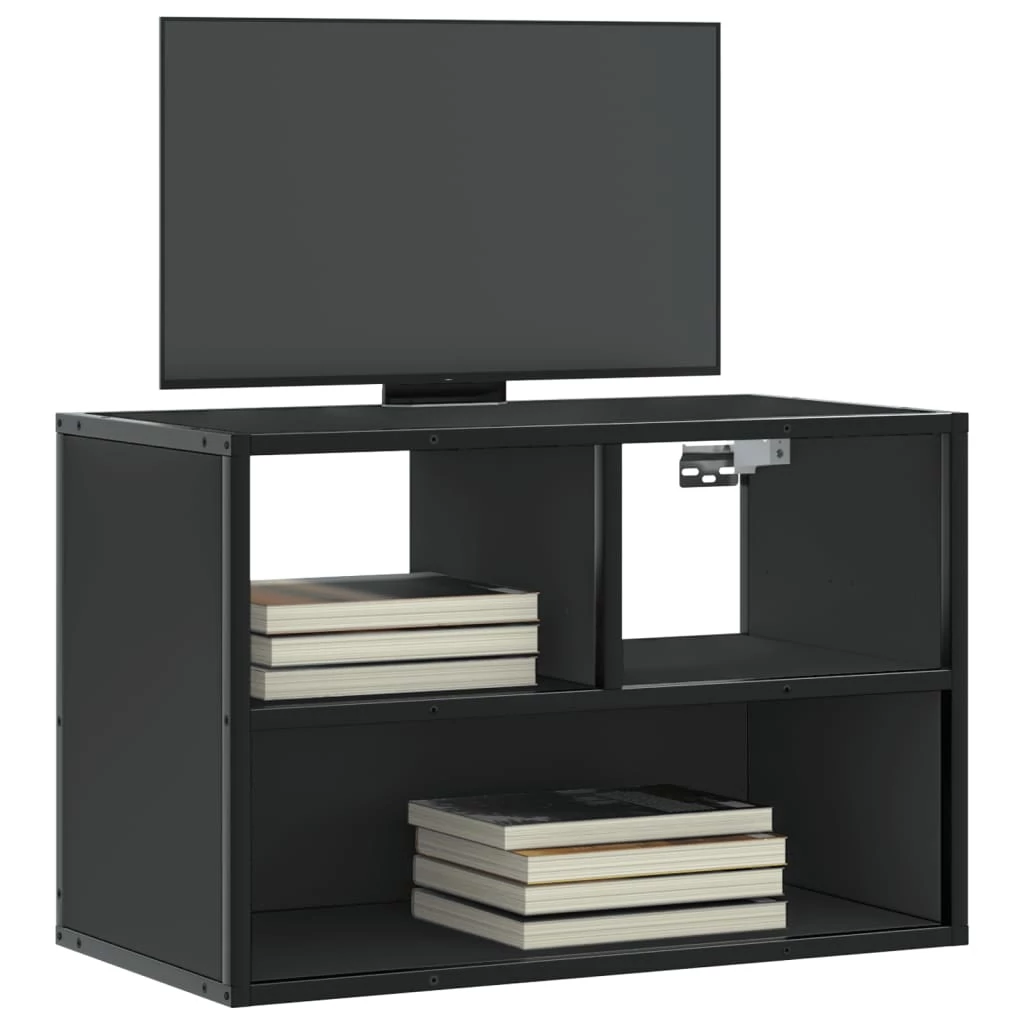 Fekete szerelt fa és fém TV-szekrény 60 x 31 x 39,5 cm