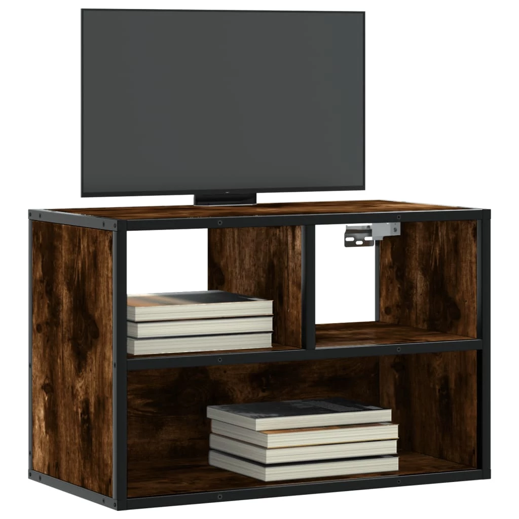 Füstös tölgy színű szerelt fa és fém TV-szekrény 60x31x39,5 cm