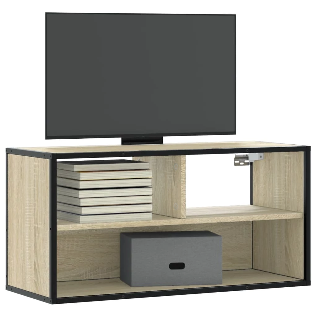 Sonoma tölgy színű szerelt fa és fém TV-szekrény 80x31x39,5 cm