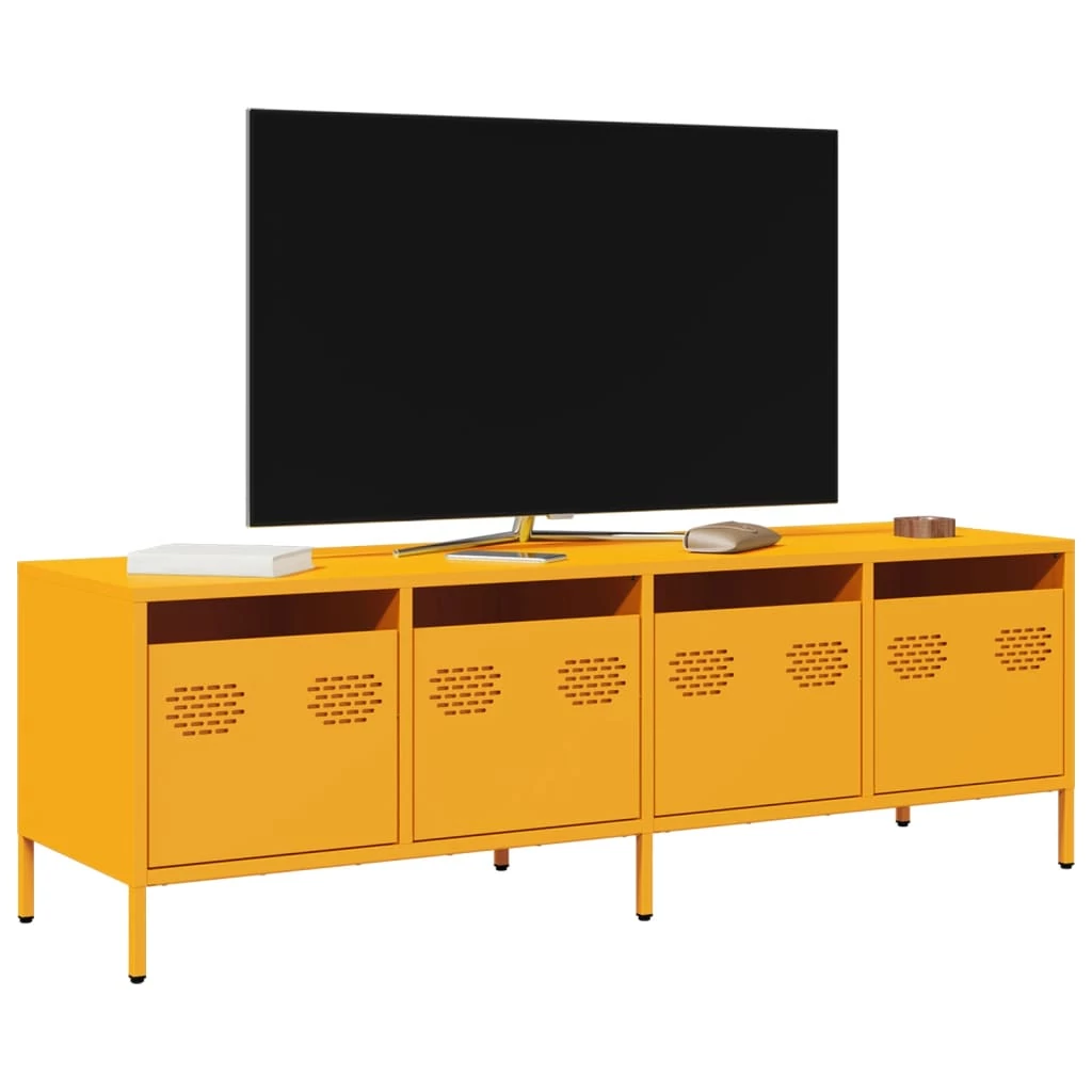 Mustársárga hidegen hengerelt acél TV-szekrény 135x39x43,5 cm