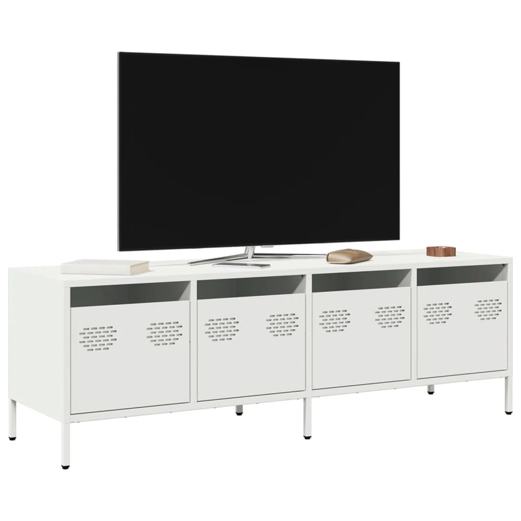 Fehér hidegen hengerelt acél TV-szekrény 135 x 39 x 43,5 cm