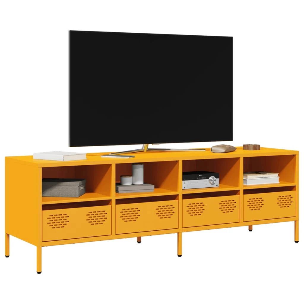 Mustársárga hidegen hengerelt acél TV-szekrény 135x39x43,5 cm