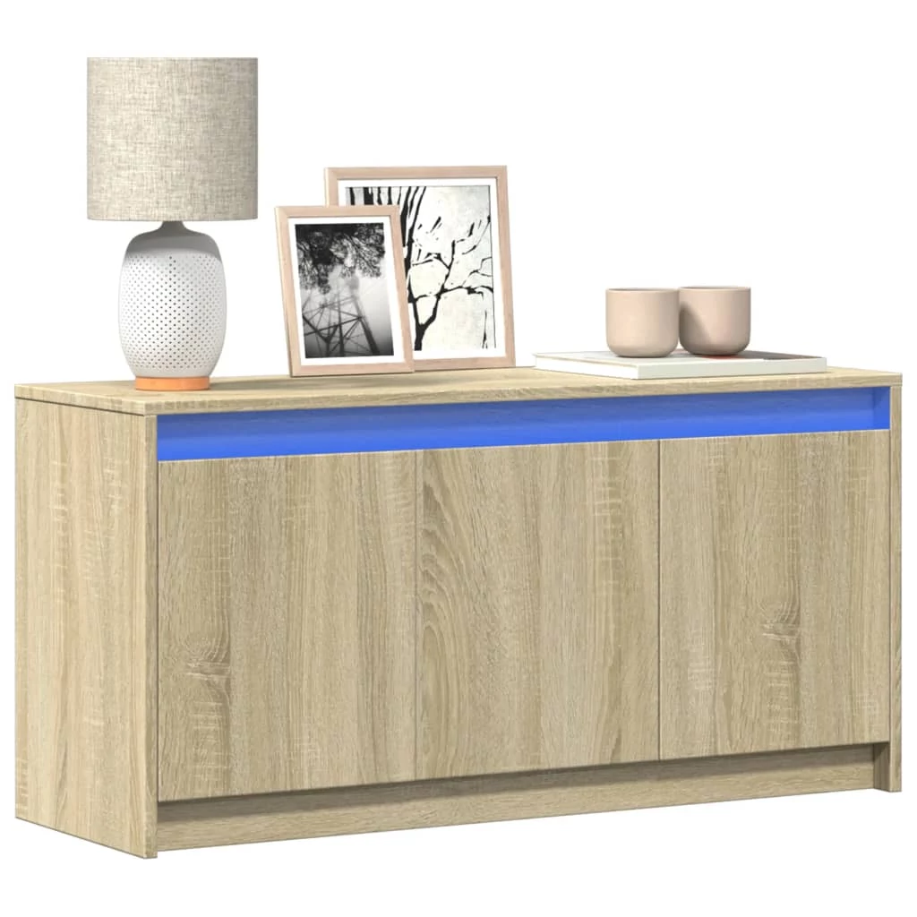 Sonoma tölgy színű szerelt fa LED-es TV-szekrény 100x34x50 cm