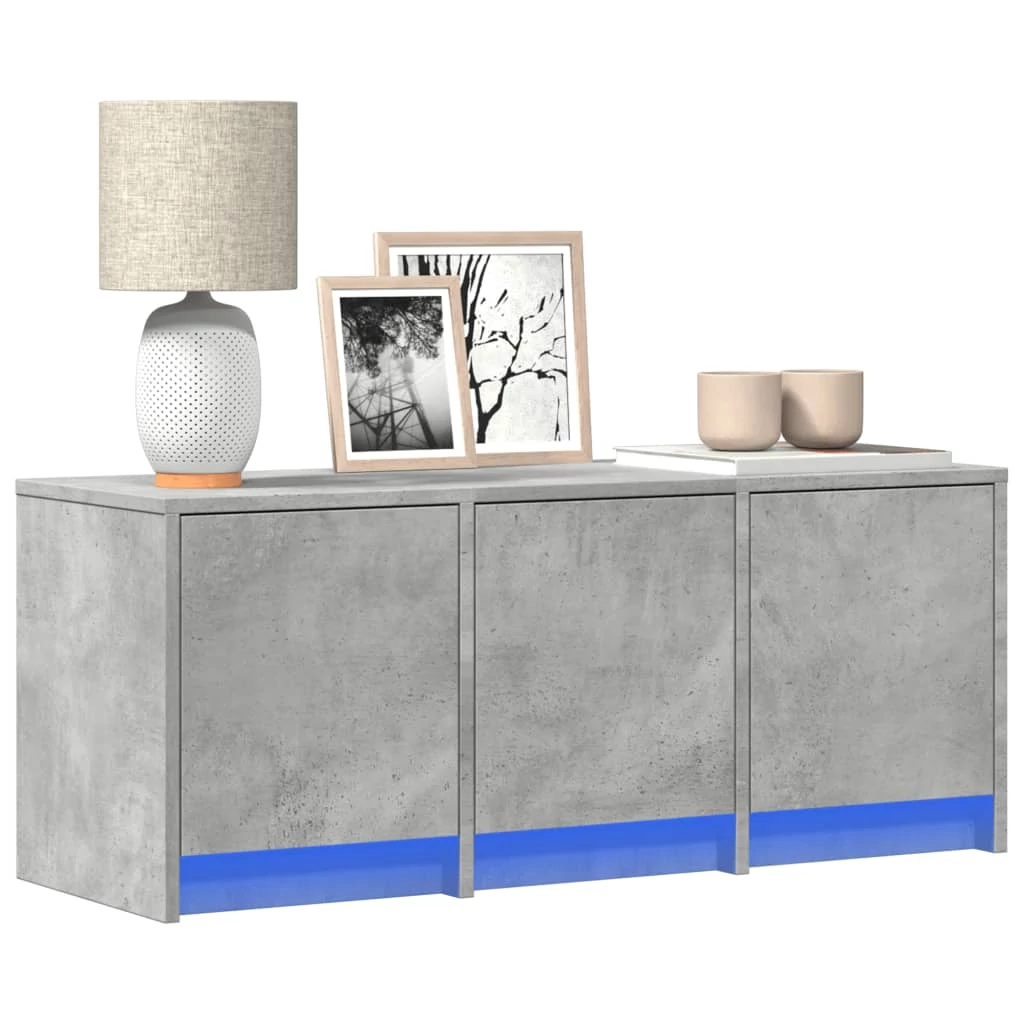 Betonszürke szerelt fa TV-szekrény LED-ekkel 97 x 34 x 40 cm
