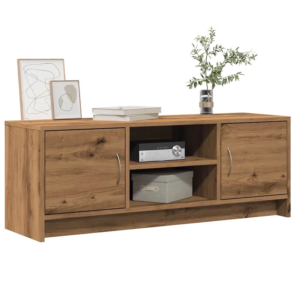 Kézműves tölgy színű szerelt fa TV-szekrény 102x30x37,5 cm